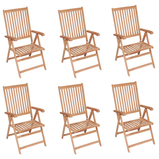 vidaXL Chaises Inclinables d'Extérieur pour Terrasse Chaise Longue Inclinable en Bois Massif Teck
