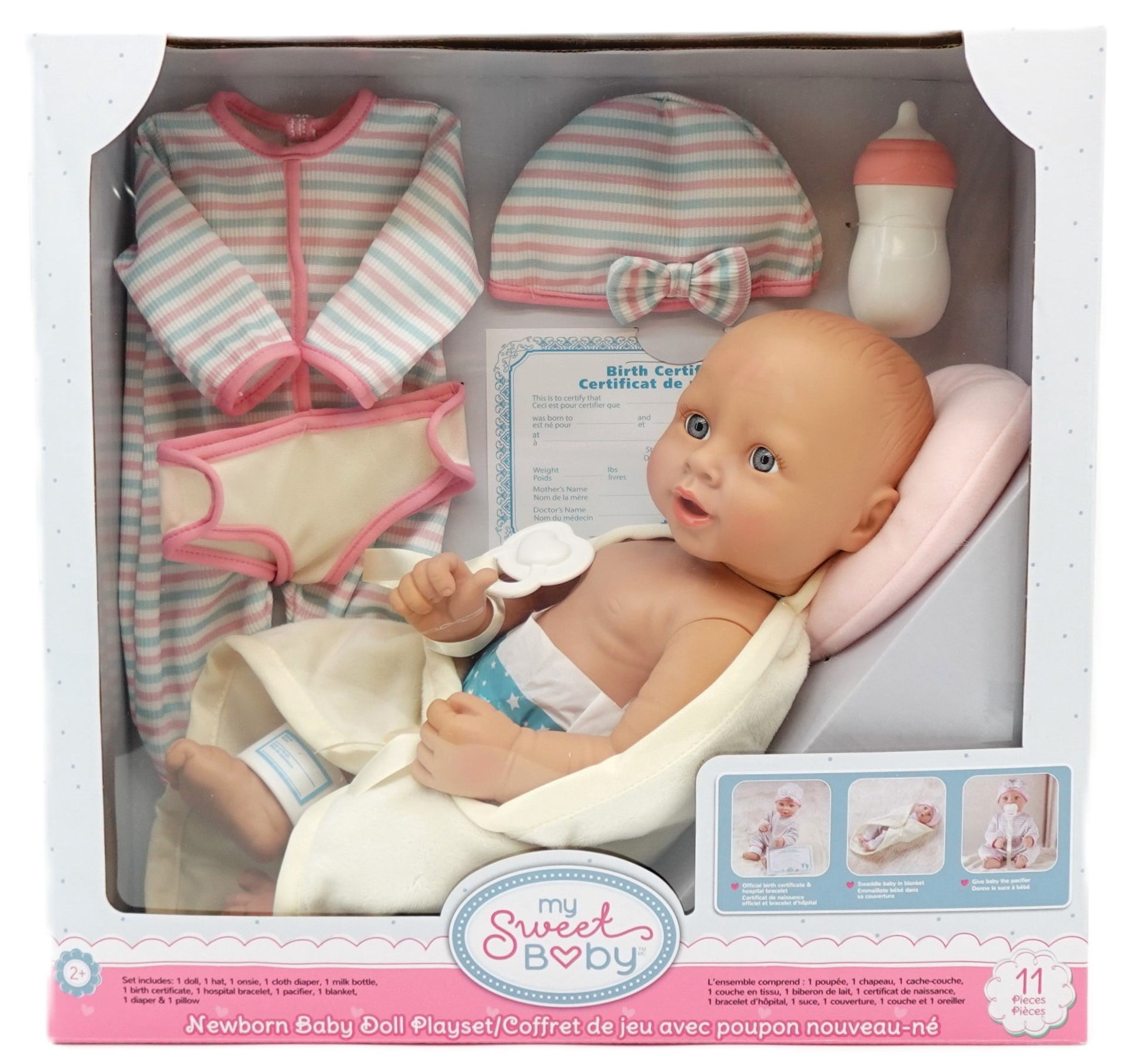 My Sweet Baby Newborn Baby Doll Play Set, 14-inch Doll, 11 Pieces Included