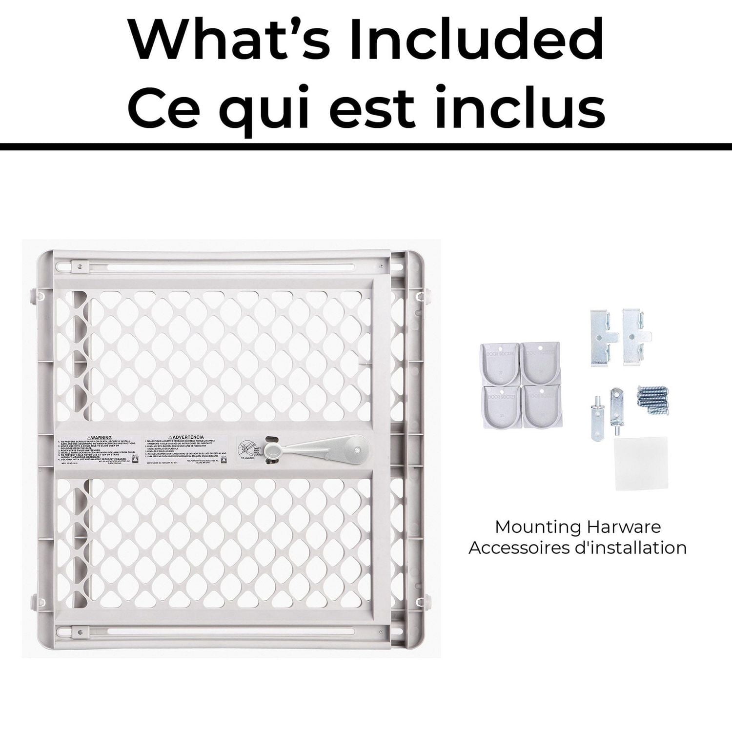 North States Pressure or Hardware-Mount Plastic Supergate Classic Baby or Pet Gate - Light Grey