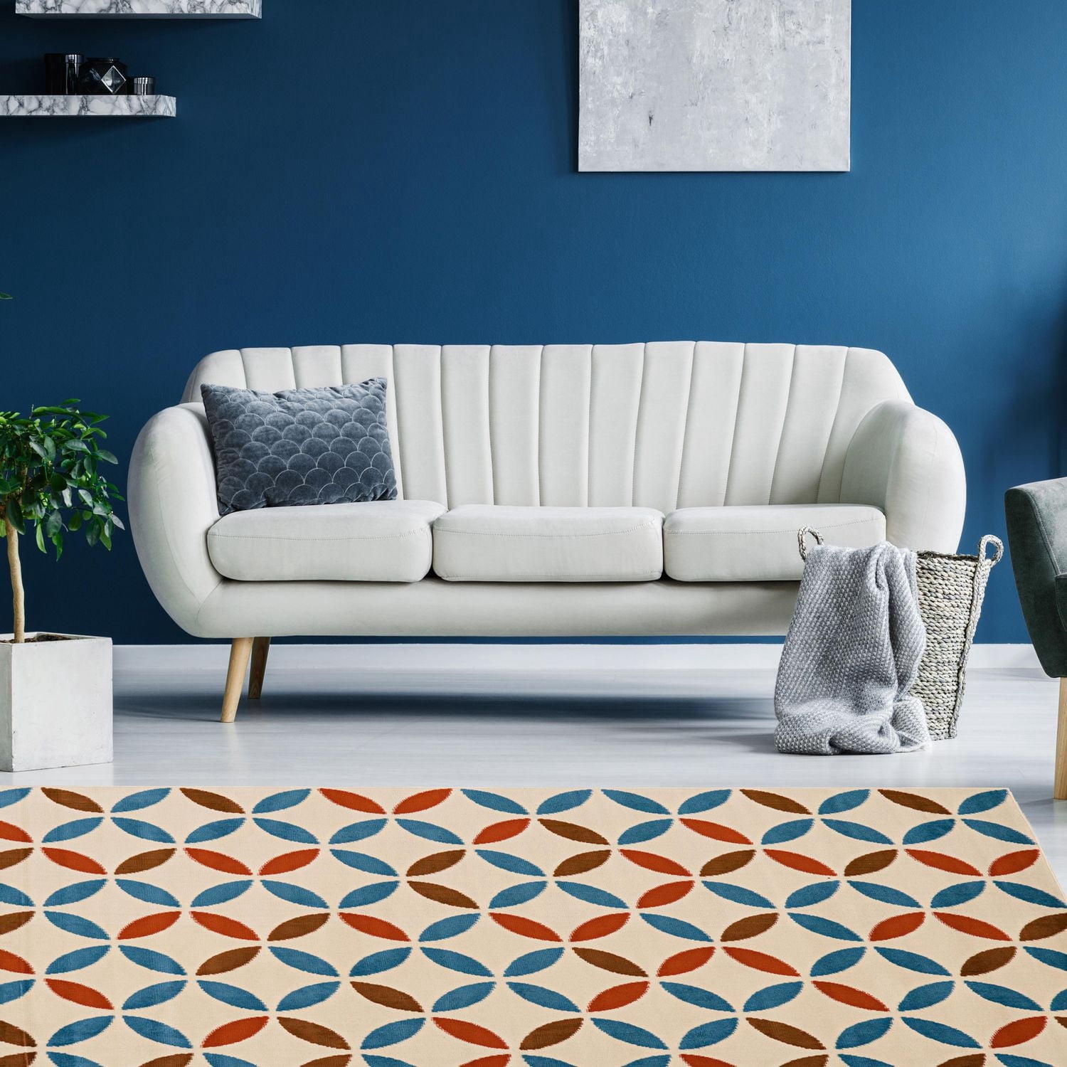 Tapis Capri Conrad os & bleu de 4 pi 3 po x 7 pi 3 po