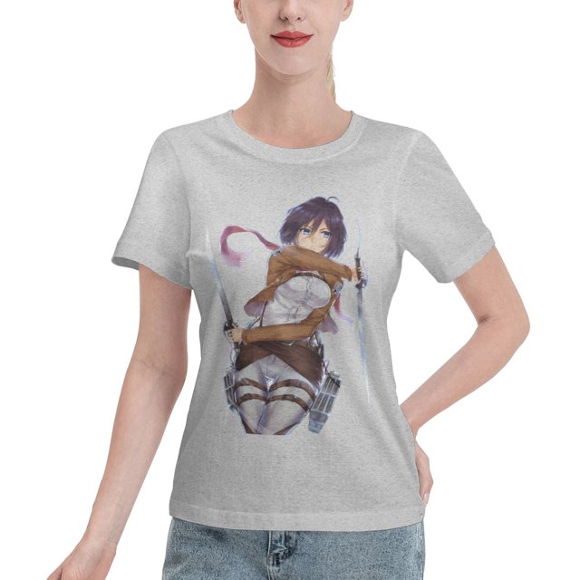 Women's Basic Short Sleeve T-Shirt Attacking Giant Mikasa Ackerman