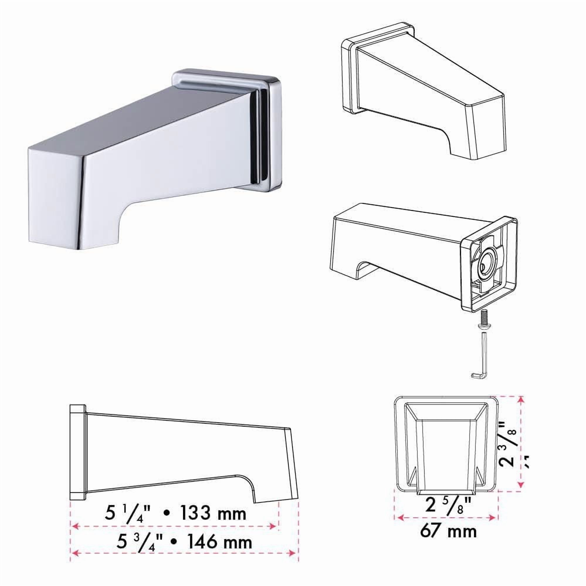 Square 3-functions thermostatic valve, Magnetic handheld shower, bath spout or simultaneously, chrome finish