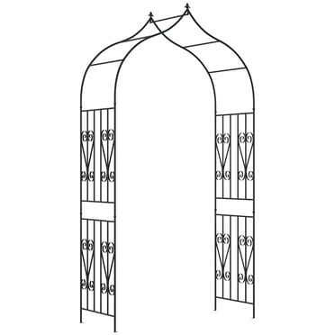 Outsunny 8.7FT Garden Arch Trellis with Scrollwork Wedding Arbor for Roses