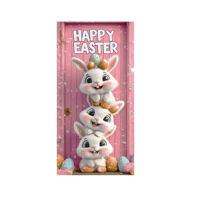C Easter Door Curtain Party Decorations, Polyester Fabric Door Cover With Full Coverage And Easy Setup For Home Decor, Classroom, Office Display – 70.87X35.43In 0.26Lb