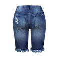 thumbnail image 4 of AherBiu Jean Shorts Ripped Straight Distressed Frayed Stretchy High Waisted Skinny Half Denim Shorts, 4 of 7
