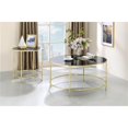 thumbnail image 3 of Bowery Hill Table Basse Ronde Contemporaine avec Dessus en Verre Trempé et Base en Acier, Laiton, 3 of 5