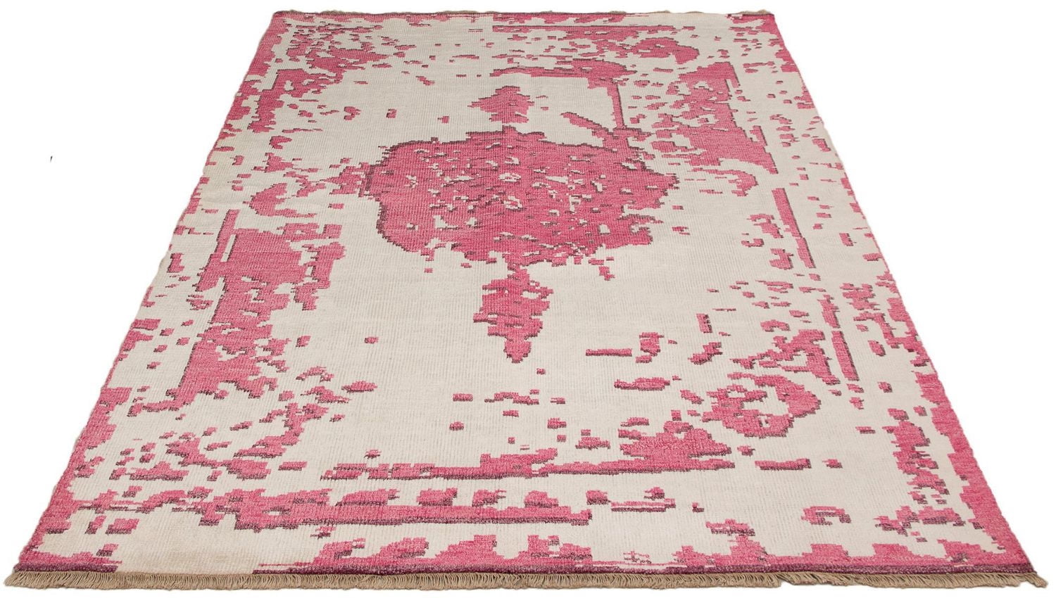 ECARPETGALLERY 7'3" x 9'11" Bordered Jules Oushak Hand-knotted Area Rug for Living Room, Dining Room and Bedroom in Ivory