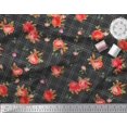 thumbnail image 2 of Soimoi Silk Fabric Check,Leaves & Rose Flower Print Fabric by The Yard 42 Inch Wide, 2 of 3