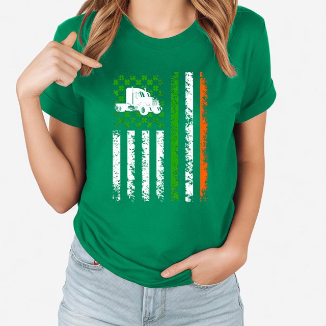 T-shirts de la Saint-Patrick pour Femmes, T-shirt Imprimé avec Col Rond et Manches Courtes