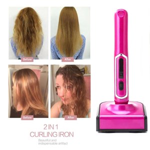 maskred Professional Mini USB Recharging Dual Use Hair Straightener LED Display Cordless Hair Flat Iron with Base