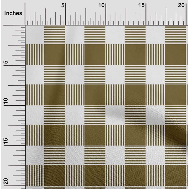 oneOone Polyester Lycra Dark Olive Green Fabric Gingham Check Sewing Craft Projects Fabric Prints By Yard 56 Inches Wide