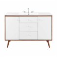 thumbnail image 3 of Pemberly Row Meuble-Lavabo de Salle de Bain Moderne en Bois à Lavabo Simple de 47 Pouces en Noyer/blanc, 3 of 9
