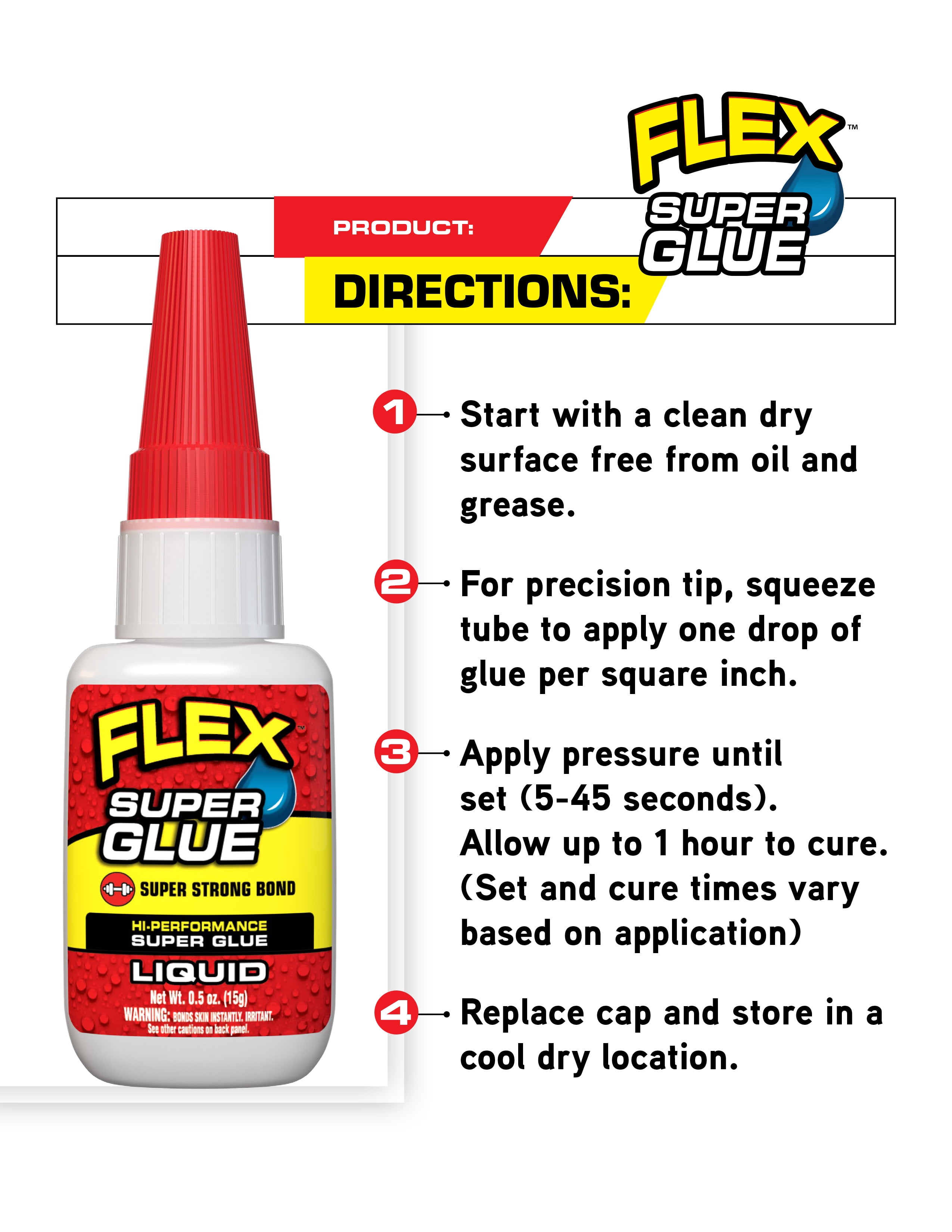 Flex Super Glue liquide 15 g – bouteille de colle instantanée