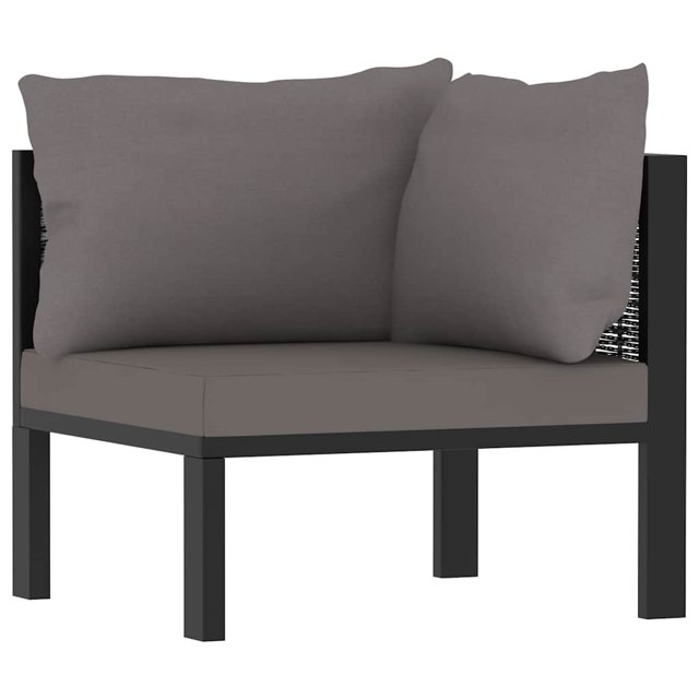 vidaXL Sofa Sectionnel d'Angle avec Accoudoir Gauche en Résine Tressée Anthracite