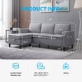 thumbnail image 4 of BALUS Pieces Couch Set, L Shaped Sofa with Storage Ottoman, 4-Seats Sofa Couches, Living Room Set Furniture, Linen,  Light Gray, 4 of 6