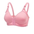 thumbnail image 2 of Pisexur Womens Front Closure Bras Underwire Solid Color V Neck Everyday Underwear Adjustable Strap Smooth Comfort Wireless Bralette Full Coverage T-Shirt Bra for Women, 2 of 3