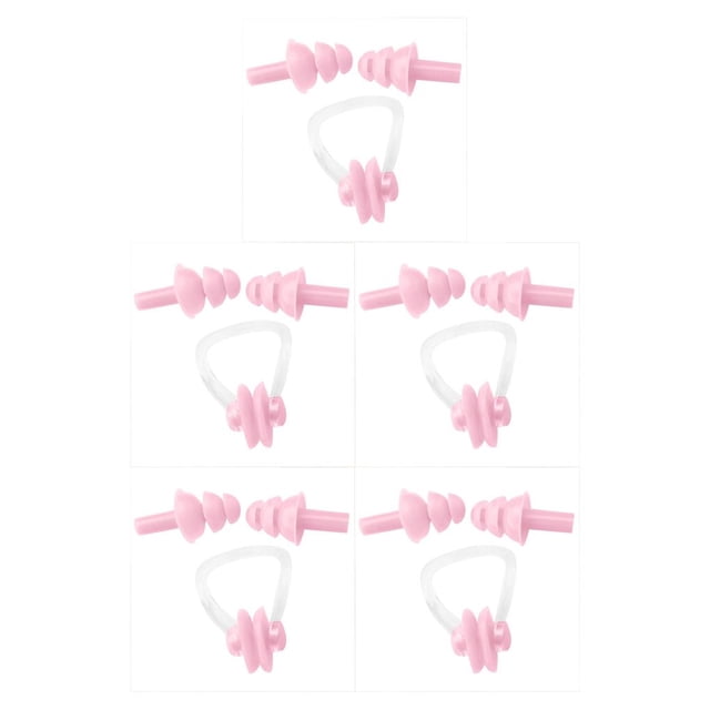stanreset Waterproof Nose Clip Swimming Anti-noise Earplug for Protection Ear Protector Pink 5Set