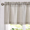 thumbnail image 1 of Valance Curtain Linen Textured Striped Window Curtain for Living Room Light Filtering Ticking Stripe Farmhouse Valance for Kitchen Rod Pocket 1 Panel 16 Inch Taupe Grey on Beige 1 Panel, 1 of 8