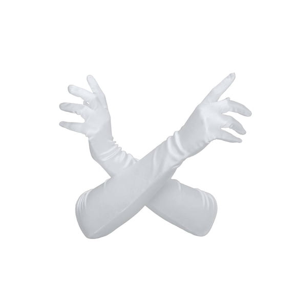 Gravity Threads Ladies Satin Opera Gloves 18" White