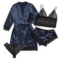 thumbnail image 2 of Hot6sl Économies d'Été Liquidation Robes, Lingerie Femme Mignonne Imprimé Cœur Satin Ceinturé Robe Camisole Shorts Pyjamas, Pyjamas Femme/marine, TG, 2 of 4