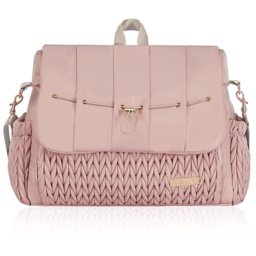 Hannah & Sophia Belle Convertible Diaper Backpack & Messenger Bag, Rose Pink