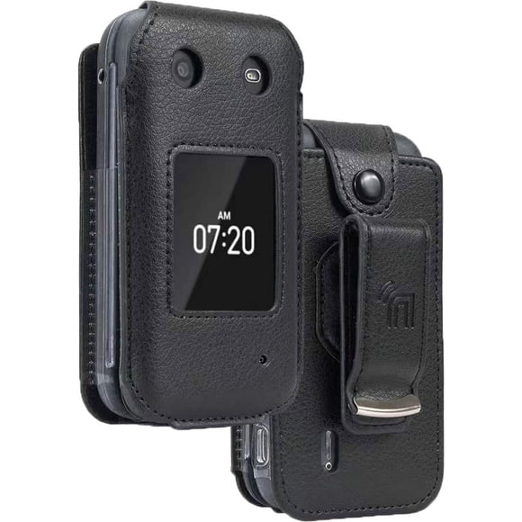 Étui pour Téléphone à Clapet Nokia 2760/2780, Nakedcellphone [Cuir Végane Noir] Étui Ajusté avec [Protection d'Écran Intégrée] et [Clip de Ceinture en Métal] pour Tracfone N139DL, TA-1398, TA-1451, TA-1420