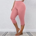 thumbnail image 2 of Timegard Yoga Leggings for Women High Waisted Button Solid Color Slim Capris Athletic Workout Gym Pants, 2 of 7