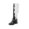 thumbnail image 2 of EGNMCR Knee High Boots Oversized Women's Fall/Winter Velvet Lining Color Matching Rectangle Toe Thick High Heels Long Chain Boots, 2 of 6