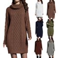 thumbnail image 1 of Gspmoly Robes d'Été pour Femmes, Robe Chandail en Tricot Décontractée à Col Montant de Couleur Unie pour Femmes, Robes de Vacances pour Femmes en Liquidation, 1 of 5