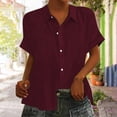 thumbnail image 2 of Yuyuzo Womens Button down Shirts Short Sleeve V Neck Tshirts Solid Color Office Work Tops Blouses, 2 of 6