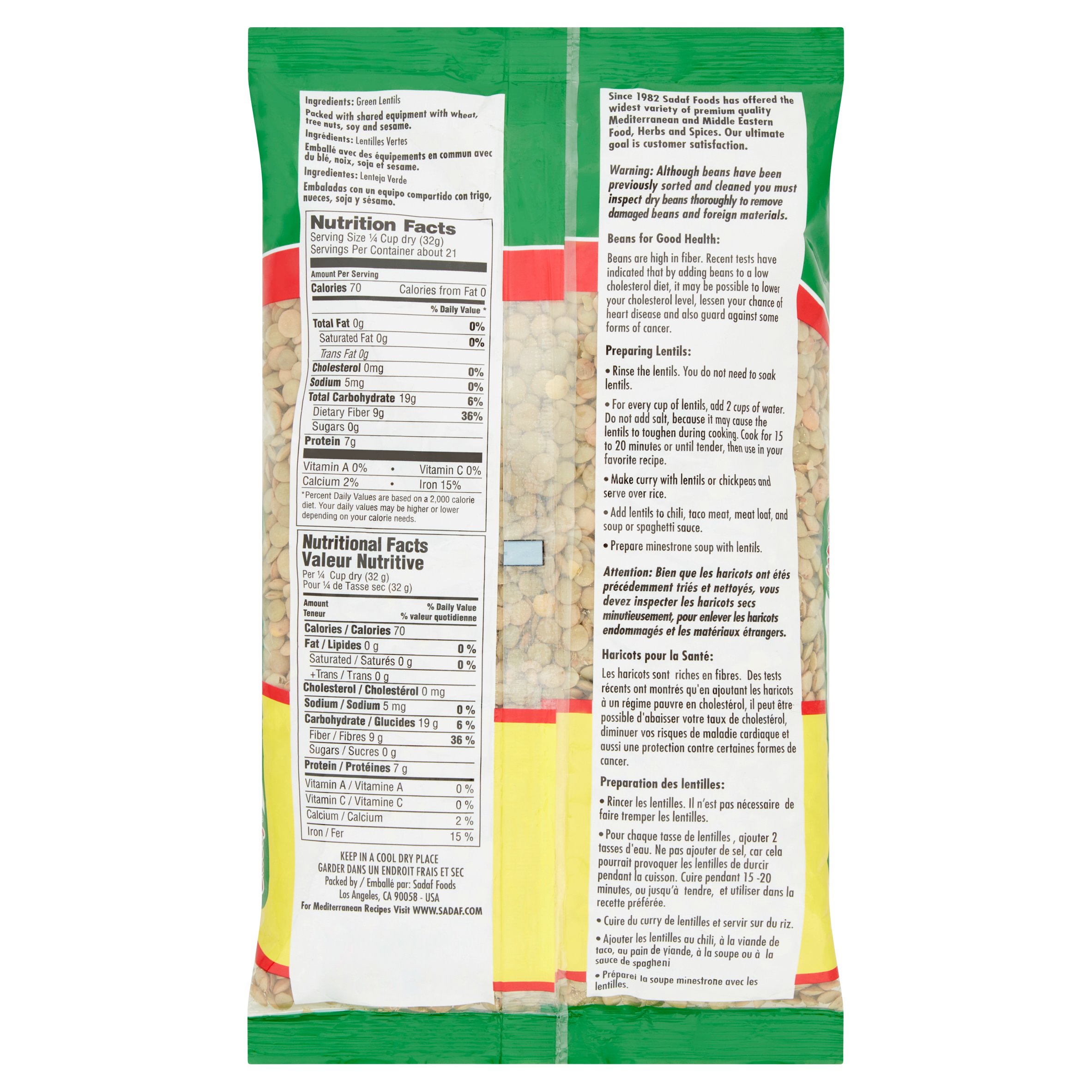 Lentilles vertes Sadaf, 680 g