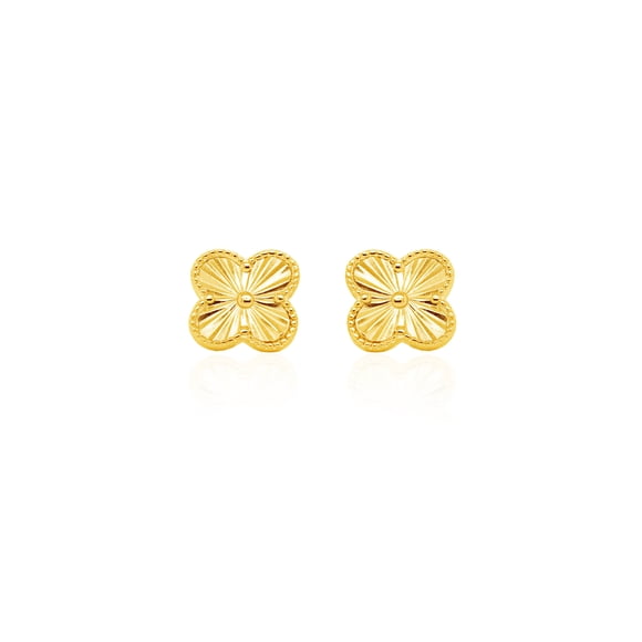 Mercie Boucles d'Oreilles Clous Trèfle en Argent Sterling Vermeil Or, Bijoux Inspirés des Créateurs pour Femmes