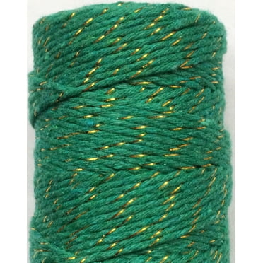 Zhuge Fil de Coton Macramé Torsadé 109 Yards 1.5mm Fil de Tressage Doré Beige pour Tricotage DIY Fabrication de Bijoux Suspensions Murales Plantes Décoration Maison Jardin, Vert A