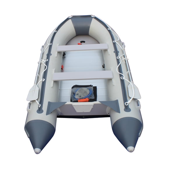 Boatify12.5ft Inflatable Boat Raft Fishing Dinghy Pontoon Boat kayaka with Aluminum Floor GREY