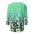 thumbnail image 4 of Pompotops T-shirt Ample à Imprimé Léopard pour Femme, Manches 3/4, Col Rond, Haut Décontracté, Liquidation, 4 of 5