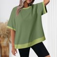thumbnail image 2 of Plebaso T-shirts Surdimensionnés pour Femmes à Blocs de Couleur, Manches Courtes, T-Shirts Décontractés à Col Rond, Chemises Amples pour Femmes, 2 of 6