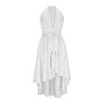thumbnail image 4 of Mceream Robes de Cocktail pour Femmes Invitées de Mariage Grande Taille Robe Longue Portefeuille en Satin Sans Manches à Col en V à Volants Asymétrique Élégante Robe Formelle Blanche TG, 4 of 8