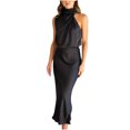 thumbnail image 2 of EGNMCR Robes de Fête pour Femmes Mode Femmes Été Décontracté Col Rond Uni Sans Manches Gilet Robe Longue, 2 of 8