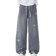 Men's Jeans Loose Fit Street Style Straight Leg Jeans for Everyday Casual Wear with Extended Length and Effect