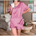 thumbnail image 2 of Ensembles de Pyjama pour Femmes 2 Pcs Shorts Décontractés Amples pour Femmes Ensemble de Vêtements de Maison Pyjamas, 2 of 7