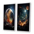 thumbnail image 3 of Designart "Celestial Worlds II" Galaxies Framed Wall Art Set Of 2 - Teal Fantasy Gallery Wall Frame Set For Home Decor, 3 of 6