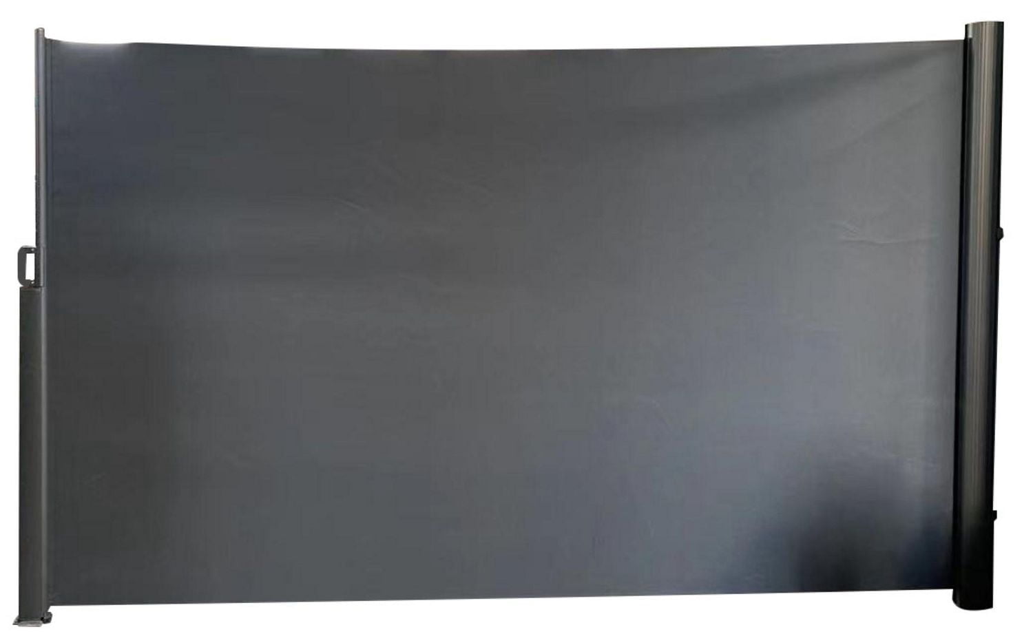 Outdoor patio privacy retractable side awning screen in charcoal color