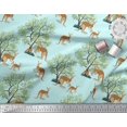 thumbnail image 3 of Soimoi Velvet Fabric Tree & Kangaroo Animal Printed Fabric 1 Yard 58 Inch Wide, 3 of 3