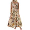 thumbnail image 1 of Sexy Dance Robe d'Été de Plage pour Femme à Manches Courtes Longue Robe Maxi Robes Bohèmes Beige TG, 1 of 2