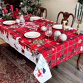 thumbnail image 1 of Nappe Rouge de Noël Rectangulaire 60x120 Pouces - Impression Décorative Résistante à l'Eau pour les Fêtes, Tissu Oblong pour le Réveillon du Nouvel An - Tissu Facile d'Entretien, Revêtement de Table pour Fête, Cuisine, Salle à Manger, Extérieur, 1 of 5