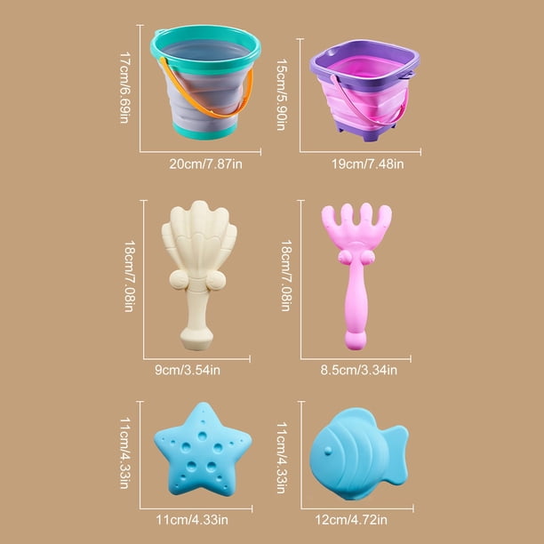Kit De Plage 11 Pièces – Seau 20x20 Cm, Pelles, Moules Fruits – Jouets De Sable ABS – Dès 3 Ans