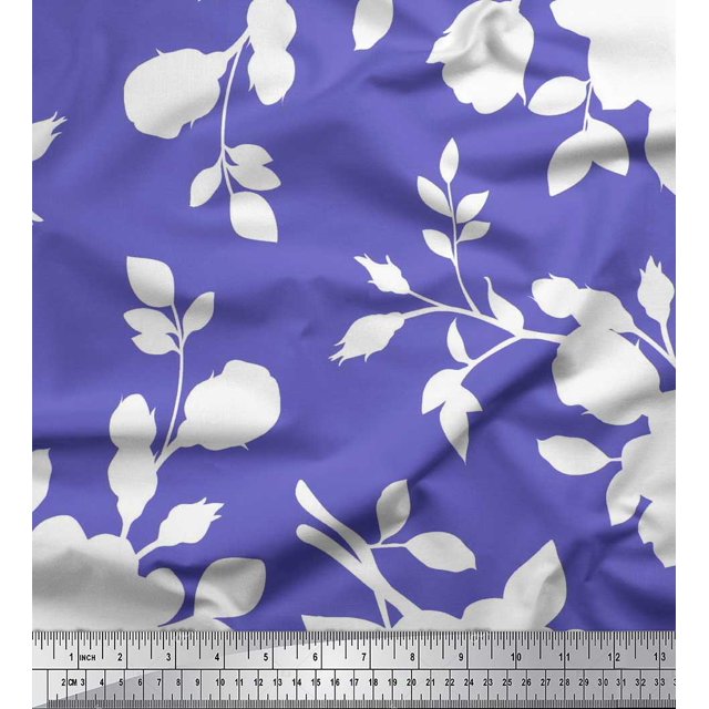 Soimoi Rayon Fabric Leaves & Floral Artistic Decor Fabric Printed Yard 42 Inch Wide
