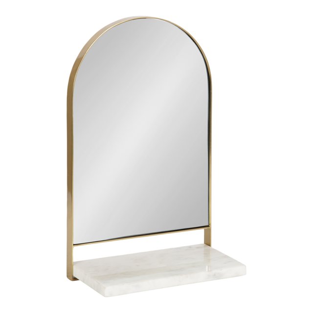 Kate and Laurel Chadwin Arch Wall Mirror with Shelf, Gold 12x20