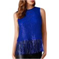 thumbnail image 2 of Weiqiqre Vêtements pour Femmes Débardeur Sans Manches à Col Ras du Cou à Franges à Paillettes Haut Court Scintillant Chemise de Fête Camisole Tenue, 2 of 9