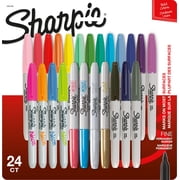 Sharpie Permanent Markers, Fine Point, Assorted Colours, 24 Count